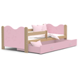 Kép 1/3 - Leesésgátlós ágyneműtartós gyerekágy - Mikolaj - fenyő rózsaszín