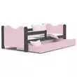 Kép 1/2 - Leesésgátlós ágyneműtartós gyerekágy 80x190 cm - Mikolaj - szürke rózsaszín