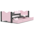 Kép 1/3 - Leesésgátlós ágyneműtartós gyerekágy - Mikolaj - szürke rózsaszín