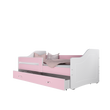 Kép 1/2 - Leesésgátlós gyerekágy ágyneműtartóval - 3 méretben - Fehér-rózsaszín