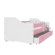 Kép 2/3 - SWEETY leesésgátlós gyerekágy ágyneműtartóval - 3 méretben: Fehér-rózsaszín 2