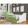 Kép 1/3 - Leesésgátlós gyerekágy ágyneműtartóval - 3 méretben - Fehér-zöld