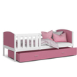 TAMI leesésgátlós ágyneműtartós gyerekágy: Fehér keret - rózsaszín támlákkal 2