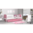 Kép 1/3 - Leesésgátlós ágyneműtartós gyerekágy ágyráccsal - Tami - fehér rózsaszín