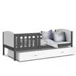 Kép 2/3 - TAMI leesésgátlós ágyneműtartós gyerekágy - 3 méretben: Szürke keret - fehér támlákkal 2