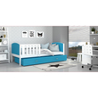 Kép 1/3 - Leesésgátlós ágyneműtartós gyerekágy ágyráccsal - Tami - fehér kék