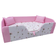 Kép 1/2 - Leesésgátlós gyerekágy ágyneműtartóval - rózsaszín Dandelion pitypangos 