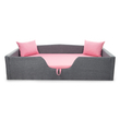 Kép 1/4 - Maxi leesésgátlós kárpitos gyerekágy ágyneműtartóval - szürke rózsaszín