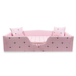 Kép 1/4 - Maxi leesésgátlós kárpitos gyerekágy ágyneműtartóval - rózsaszín koronás