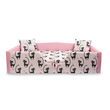Kép 1/4 - Maxi leesésgátlós kárpitos gyerekágy ágyneműtartóval - rózsaszín cicás