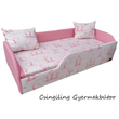 Kép 1/2 - Sunshine leesésgátlós gyerekágy ágyneműtartóval - rózsaszín flamingós