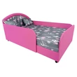 Kép 1/2 - Lux franciaágy gyerekeknek levehető leesésgátlóval: pink eco bőr keret, Wonderful Balerina fekvő 