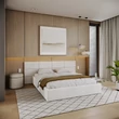 Kép 2/5 - Kárpitozott franciaágy keret - DENVER - fehér Paris