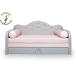 Kép 2/9 - Romantic kanapéágy: szürke eco bőr keret - diamond rózsaszín fekvő 2 