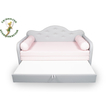 Romantic kanapéágy: szürke eco bőr keret - diamond rózsaszín fekvő 4 