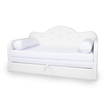Kép 1/8 - Romantic kihúzható kanapéágy - fehér eco bőr keret - diamond fehér fekvő