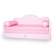 Kép 1/8 - Romantic kihúzható kanapéágy - rózsaszín eco bőr keret - diamond puncs fekvő