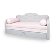Kép 1/9 - Romantic kihúzható kanapéágy - szürke eco bőr keret - diamond rózsaszín fekvő