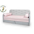 Kép 1/7 - Romeo kanapéágy: szürke eco bőr keret - diamond rózsaszín fekvő 