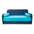 Kép 1/4 - Romeo kanapéágy: szürke eco bőr keret - sötétkék-világoskék
