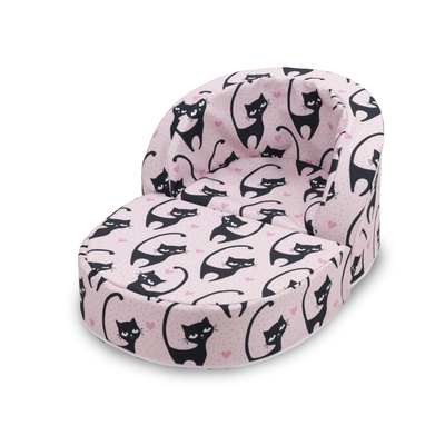 Berry Baby Birdie kihajtható szivaccs babafotel - rózsaszín fekete cicás