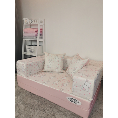 Berry Baby DIAMOND szivacs kanapéágy gyerek méretben: rózsaszín Sweet Bunny