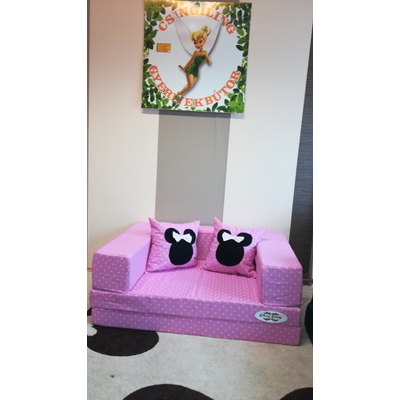 Berry Baby SUNSHINE szivacs kanapéágy gyerek méretben: rózsaszín pöttyös