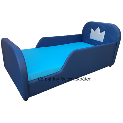 Crown prémium eco bőr keretes ágyneműtartós gyerekágy - kék türkiz
