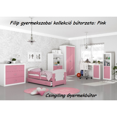 Leesésgátlós gyerekágy ágyráccsal - Filip Color - rózsaszín