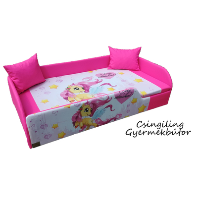 Leesésgátlós gyerekágy ágyneműtartóval - pink Pony