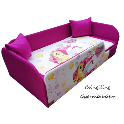 Leesésgátlós gyerekágy ágyneműtartóval - orchidea rózsaszín Pony