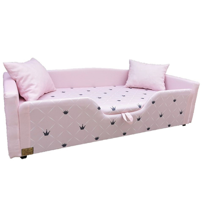 Leesésgátlós gyerekágy ágyneműtartóval - rózsaszín Chesterfield koronás 10