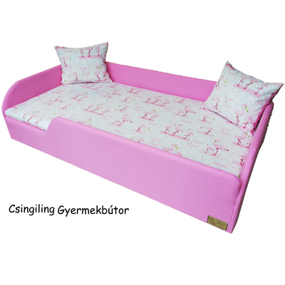 Sunshine leesésgátlós gyerekágy ágyneműtartóval - puncs rózsaszín flamingós 