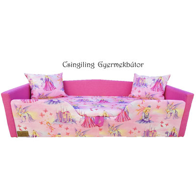 Sunshine leesésgátlós gyerekágy ágyneműtartóval - pink királylányos