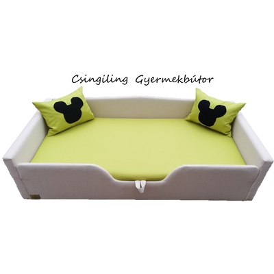 Sunshine leesésgátlós gyerekágy ágyneműtartóval - bézs kiwi zöld Mickey 
