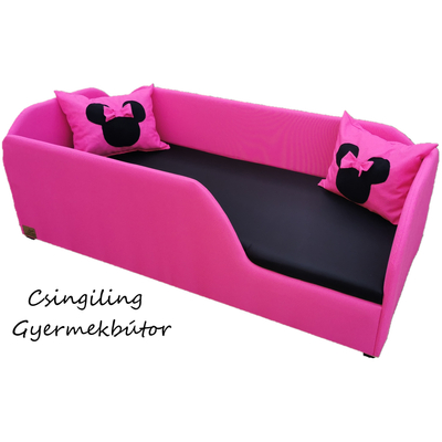 Sunshine leesésgátlós gyerekágy ágyneműtartóval - pink fekete Minnie