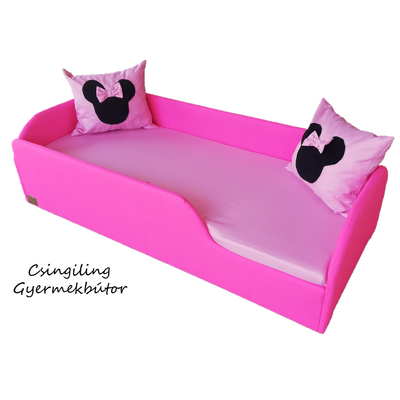 Wextra leesésgátlós kárpitos gyerekágy ágyneműtartóval - pink puncs rózsaszín Minnie 
