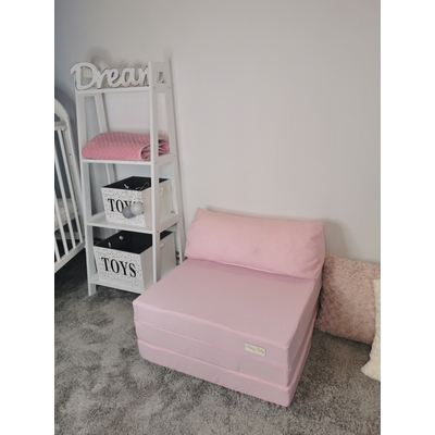 Kihajtható szivacs fotelágy - pótágy ifjúsági méretben - púder rózsaszín