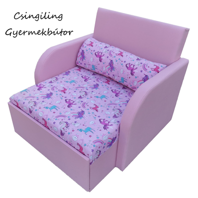 Rori Sunshine ágyneműtartós kárpitos fotelágy - rózsaszín unikornis