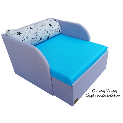 Rori Wextra ágyneműtartós kárpitos fotelágy - szürke világoskék kék csillagos