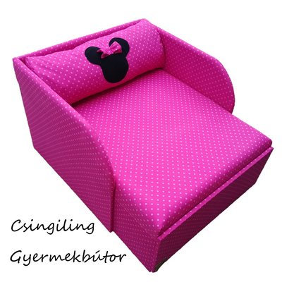 Rori Wextra ágyneműtartós kárpitos fotelágy - pink pöttyös Minnie