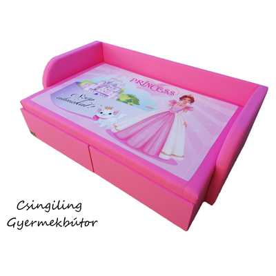 Rori Diamond ágyneműtartós kihúzható kanapéágy - pink Princess hercegnős