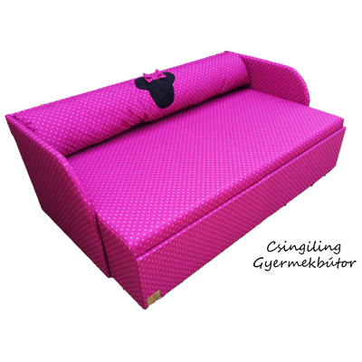 Rori Wextra ágyneműtartós kihúzható kanapéágy - pink pöttyös Minnie
