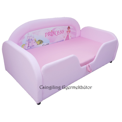 Sky Eco prémium eco bőr keretes ágyneműtartós gyerekágy: rózsaszín eco-bőr hercegnős puncs wextra 