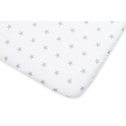 Pamut gumis lepedő gyerekágyra - 70x140 cm-es - szürke csillagos
