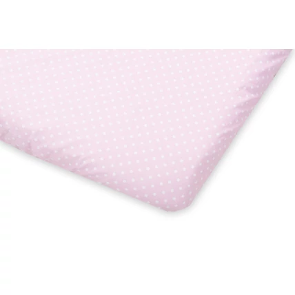 Pamut gumis lepedő gyerekágyra - 70x140 cm-es - rózsaszín pöttyös