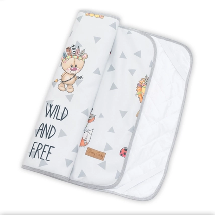 Ágytakaró gyerekágyra - gumipántokkal rögzíthető - 63x150 cm - Wild and Free állatos