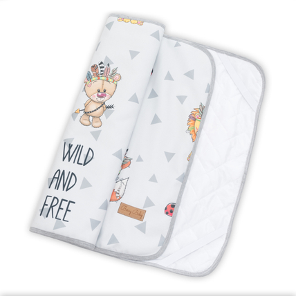 Ágytakaró gyerekágyra - gumipántokkal rögzíthető - 80x180 cm - Wild and Free állatos