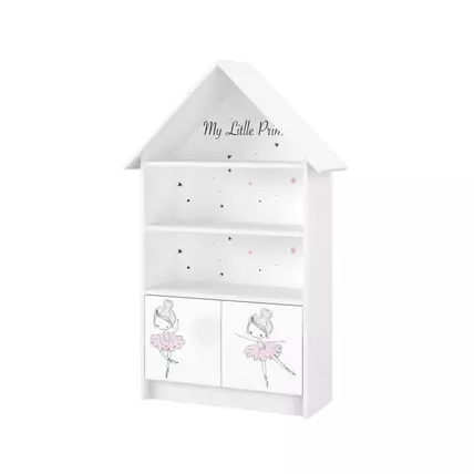 Házikó alakú szekrény gyerekszobába és babaszobába -  fehér balerinás