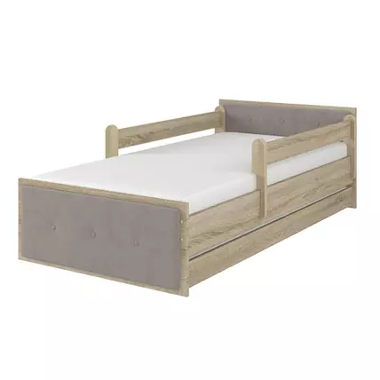 Ágyneműtartós gyerekágy ágyráccsal - MAX 90x180 cm - sonoma - barna